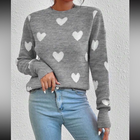 Cozy hearts print sweater top - Picture 4 of 6